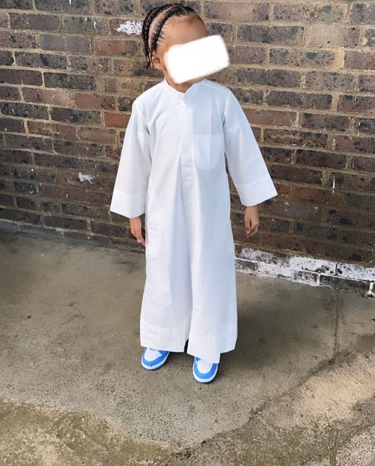 Kuwaiti kids Summer White thobe