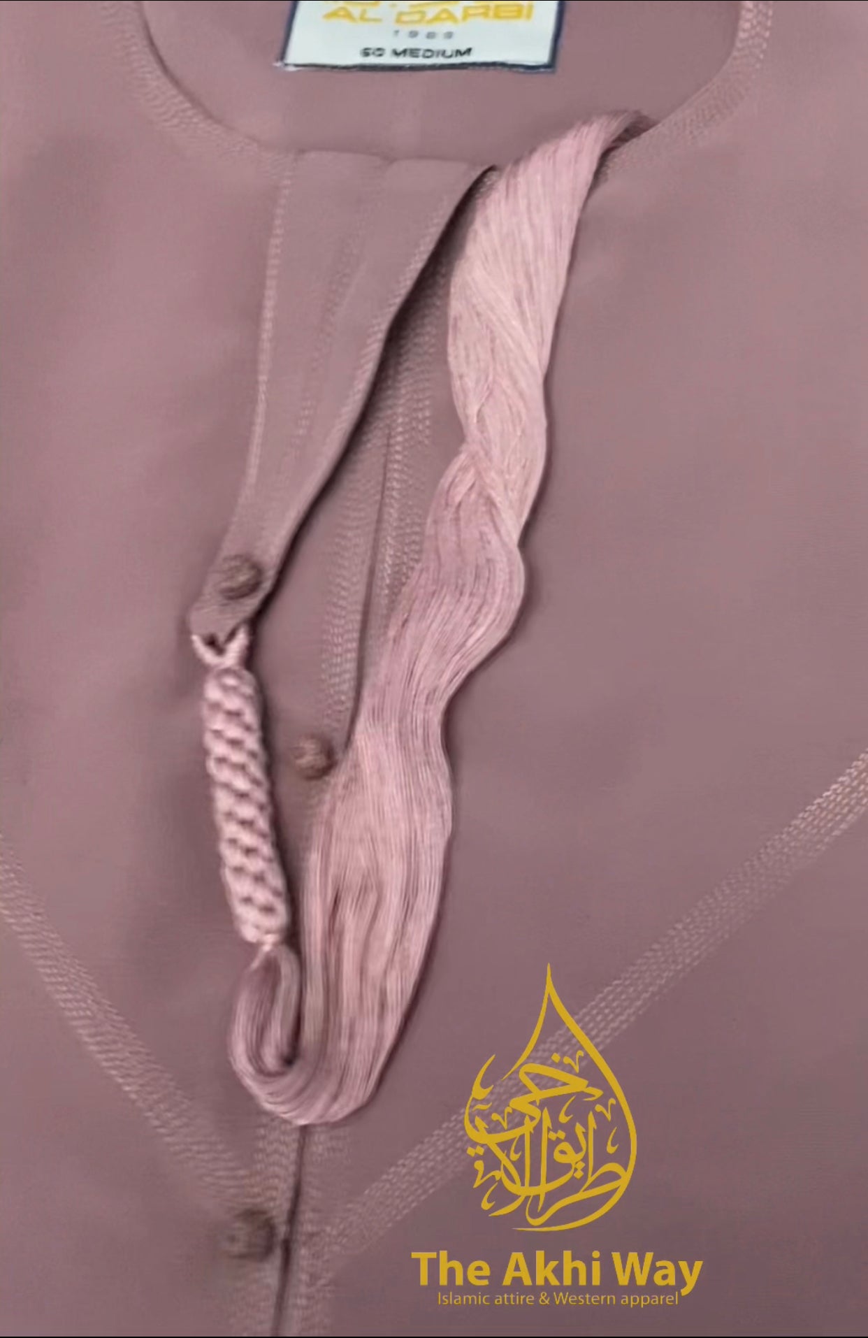 Matte Salmon Pink Emirati thobe with detachable tassel
