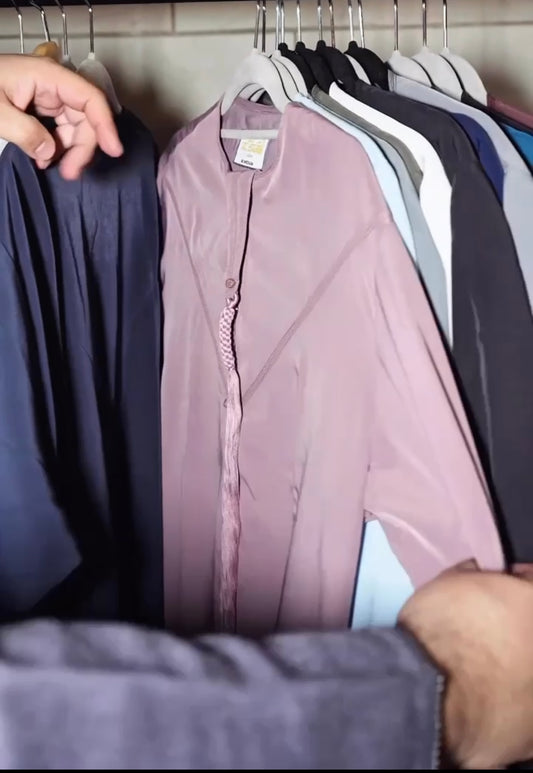Matte Salmon Pink Emirati thobe with detachable tassel
