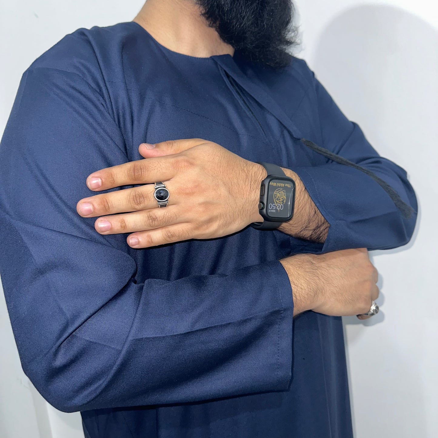 Blue slim fit winter Emirati thobe