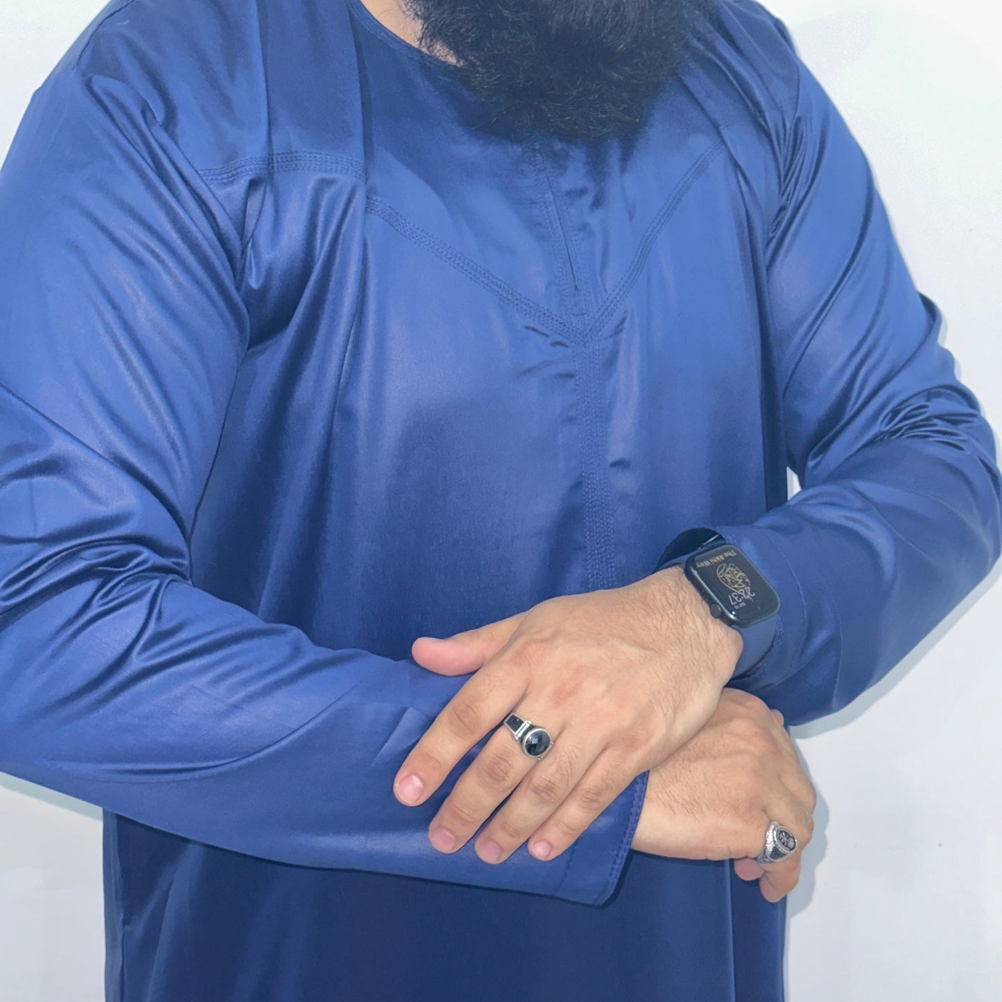 Royal blue Omani zip thobe