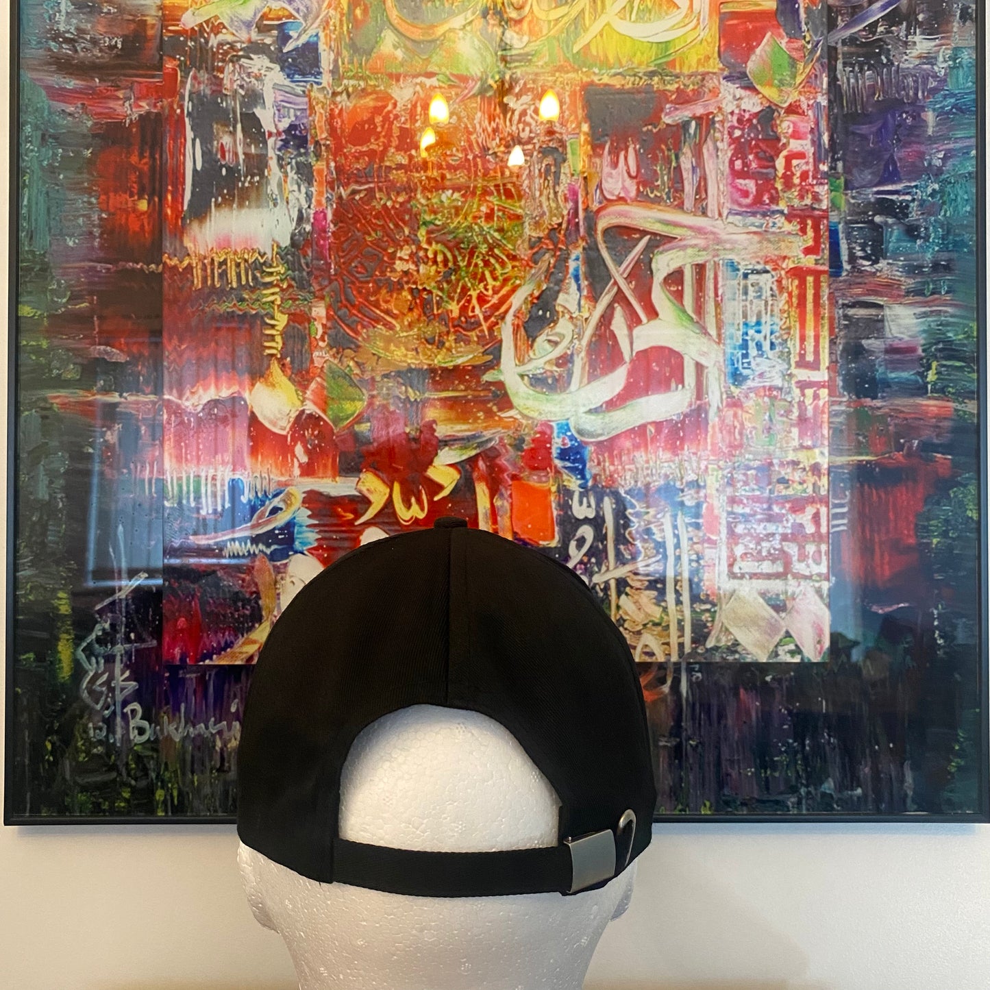 Black baseball  cap with white embroidery