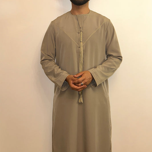 Matte pistachio Emirati thobe with detachable tassel