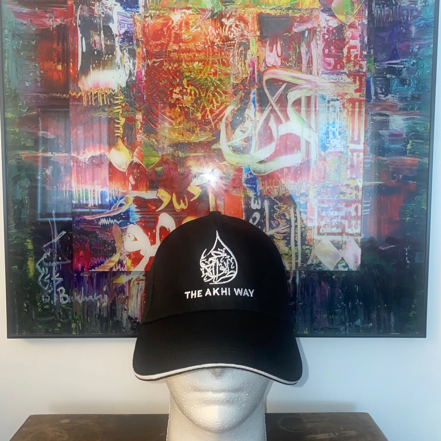 Black baseball  cap with white embroidery