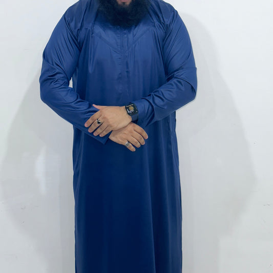 Royal blue Omani zip thobe