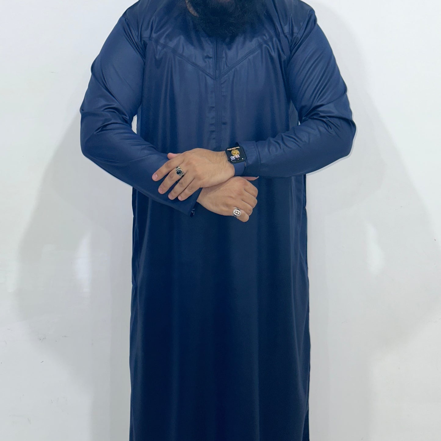 Navy blue Omani zip thobe