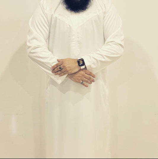 Beige Omani zip thobe